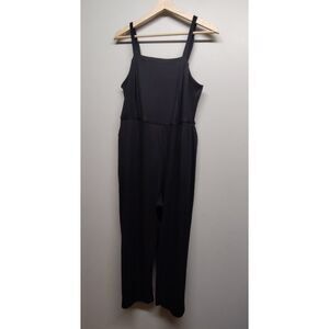 Vibe Jumpsuit Women Size 1X Black Ribbed Jersey Stretch Pockets Casual Vacation